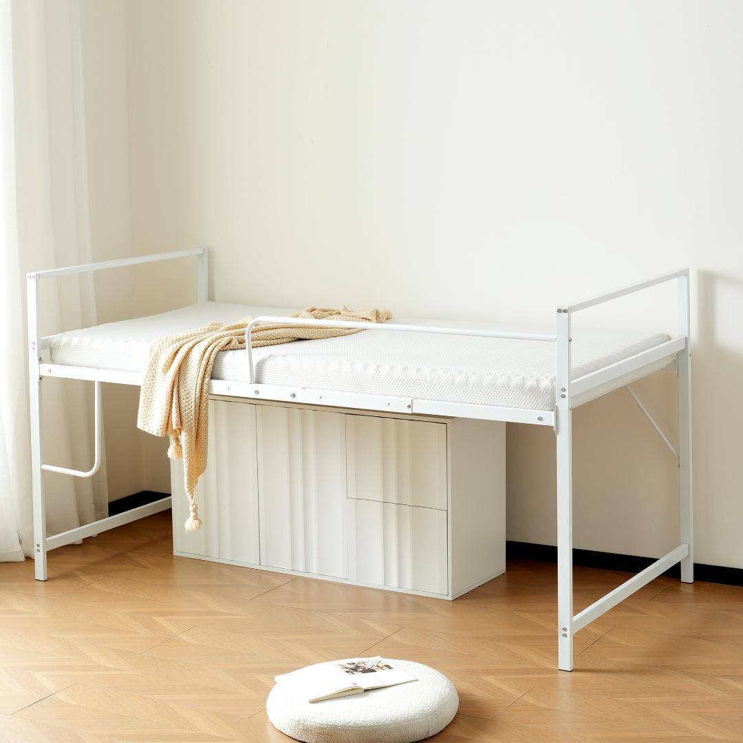 ロフトベッド【S・シングル】　ロータイプ　高さ110cm　スチール製　WHITE