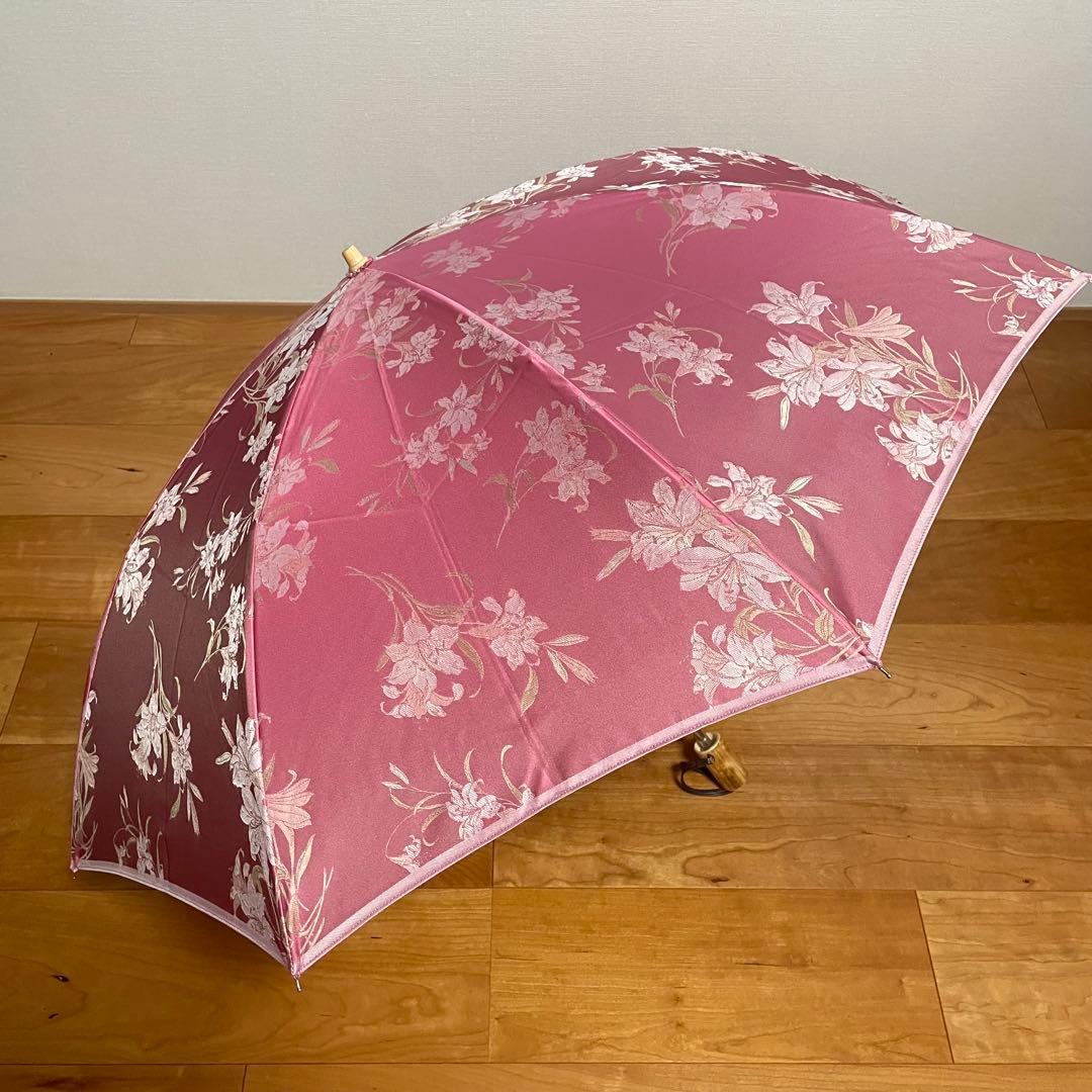 槙田商店　傘　晴雨兼用　UV 甲州織　絵おり　百合　和