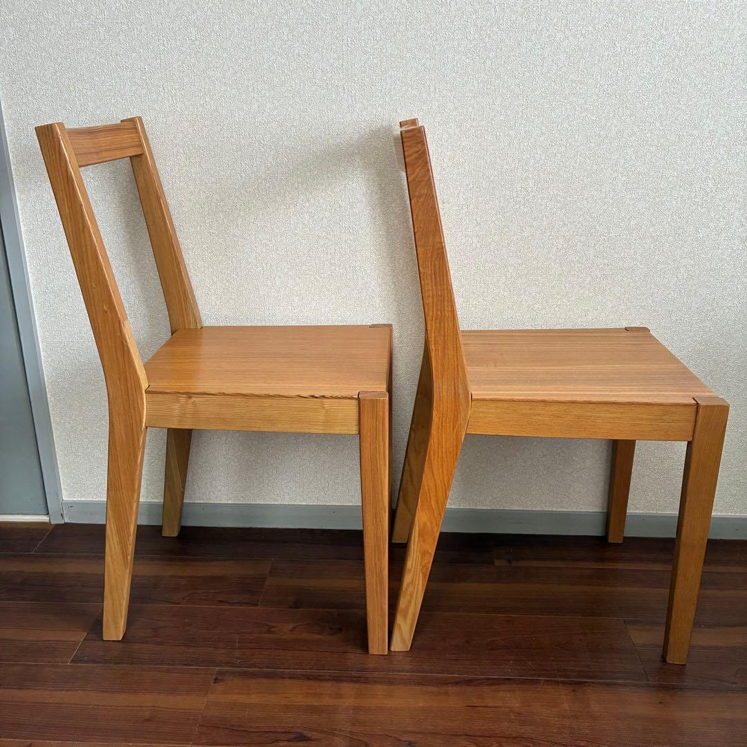 無印良品 ダイニングチェア 2脚セット 椅子 天然木 タモ材 無垢材 廃番品