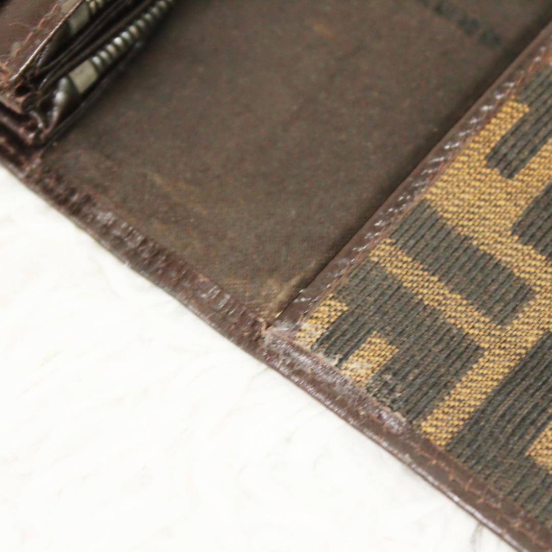 激レア 美品 フェンディ 長財布 マンマ金具 ズッカ柄 キャンバス ブラウン