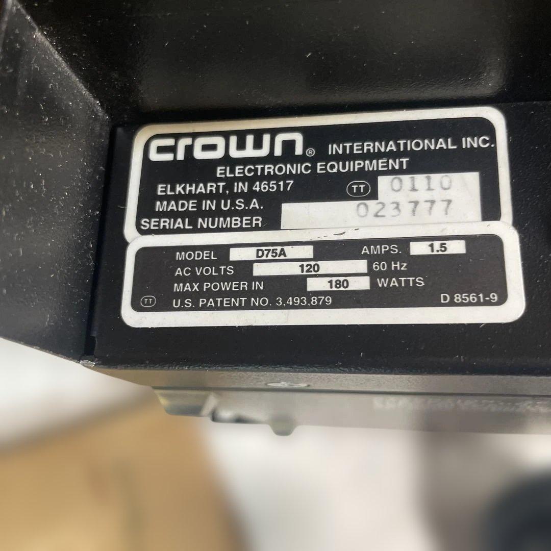 【動作未確認】Crown D-75A ヴィンテージパワーアンプ 海外プラグ仕様