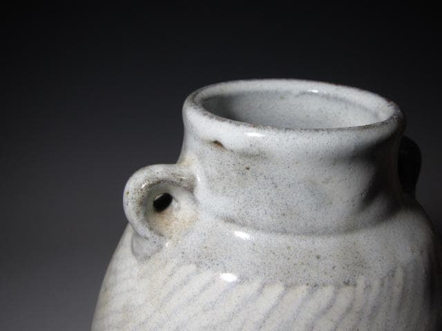 島岡達三 地釉縄文象嵌草花文壷 縄文象嵌技法 名工の逸品！o566