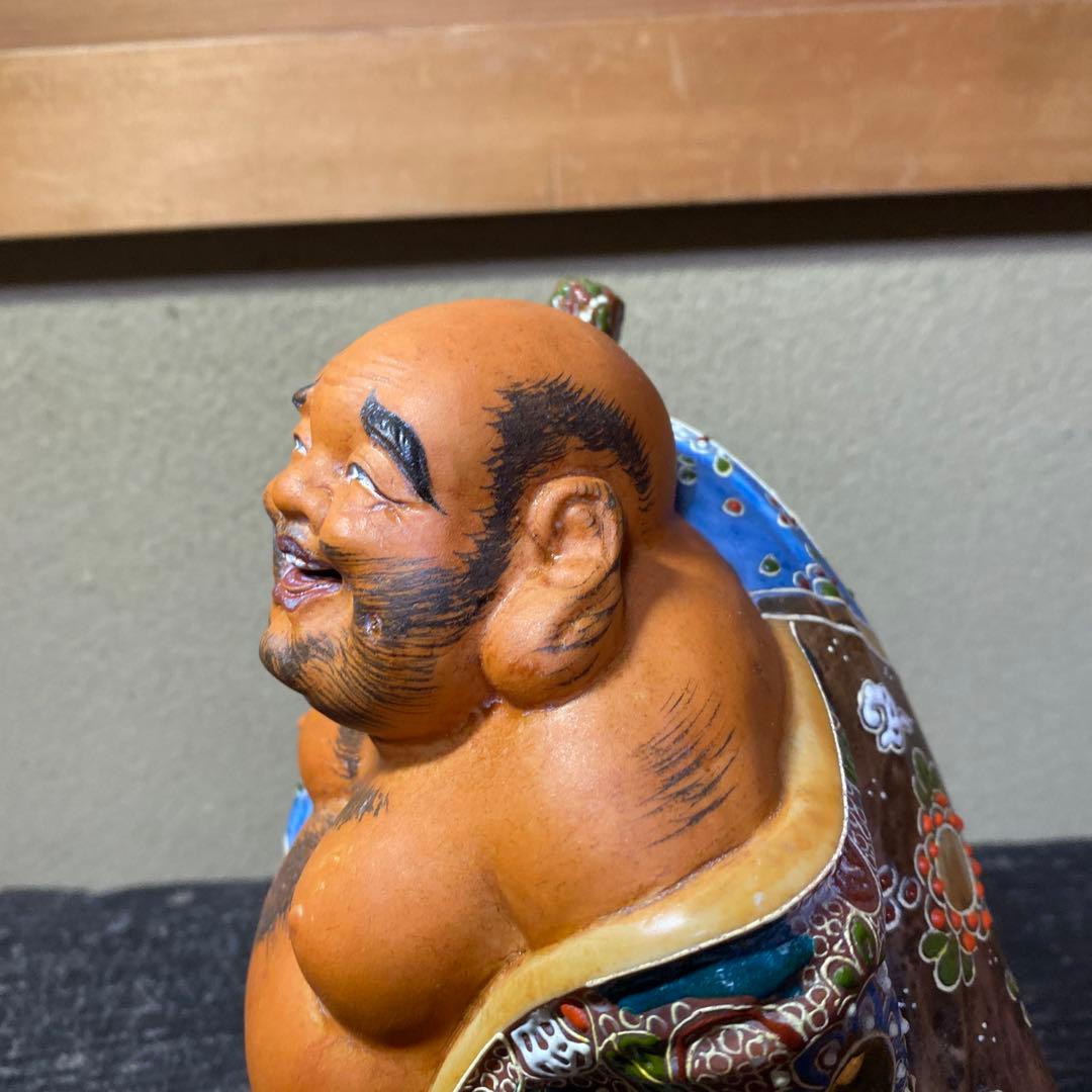 九谷焼　色絵金彩布袋置物