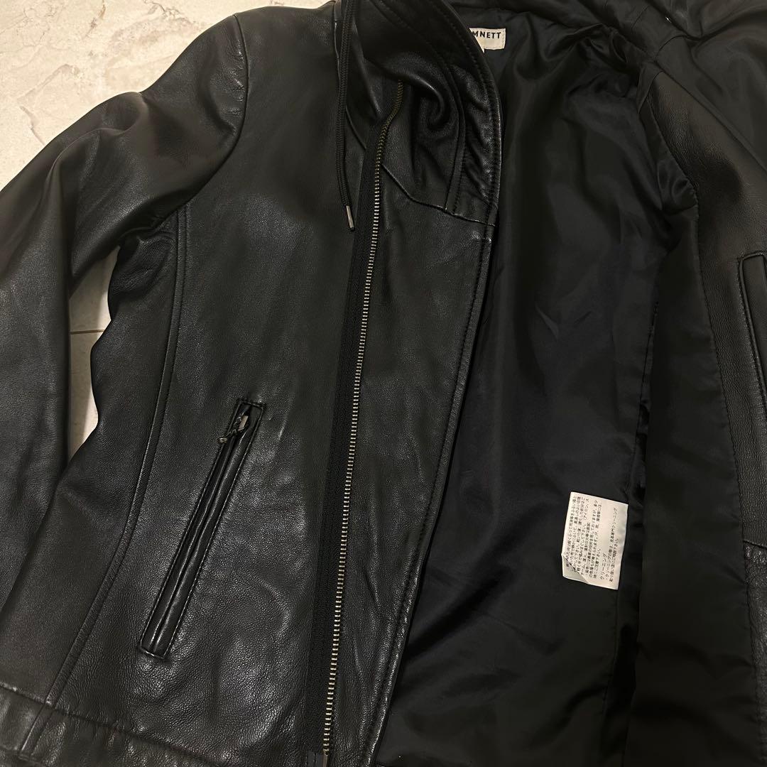 キャサリンハムネット ラムレザー　 フーディー ジャケット　ライダース　M