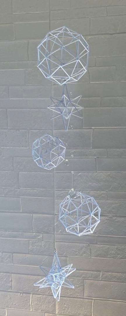 大型ヒンメリ✳︎アイスブルー✳︎バブルズ＆シャインスター✳︎ダブルサンキャッチャー