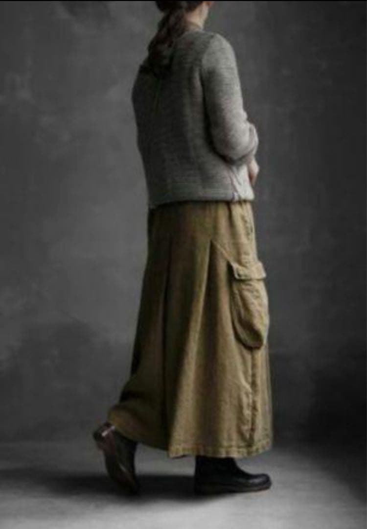 Joie de Vivreリネンラミー硫化染め　ワイドカーゴパンツ