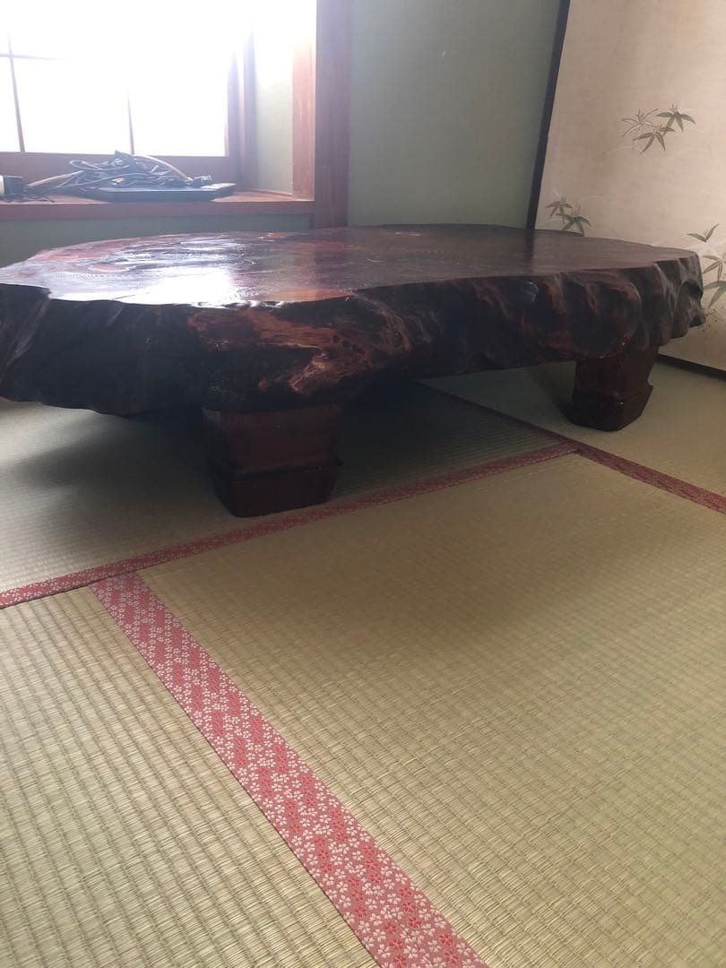 原木一枚板の座卓　引取り限定
