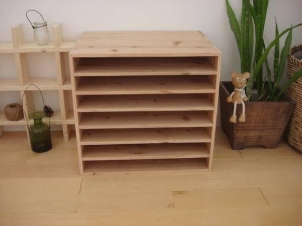 ★送料無料★サイズ変更可能★A2木製7段書類棚/無垢材収納オーダー可能ナチュラル