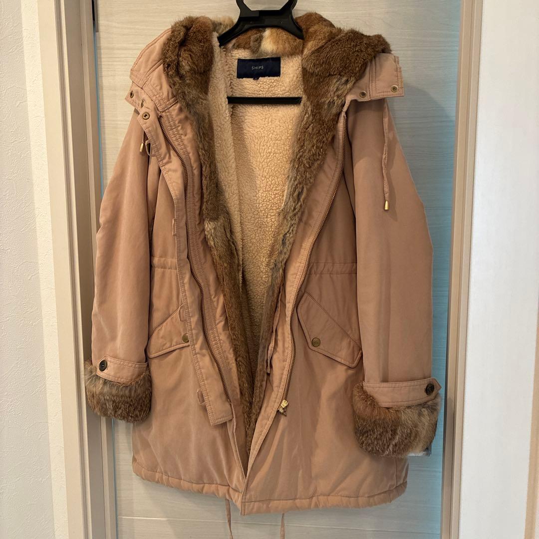 SHIPS ラビットファー2WAY モッズコート