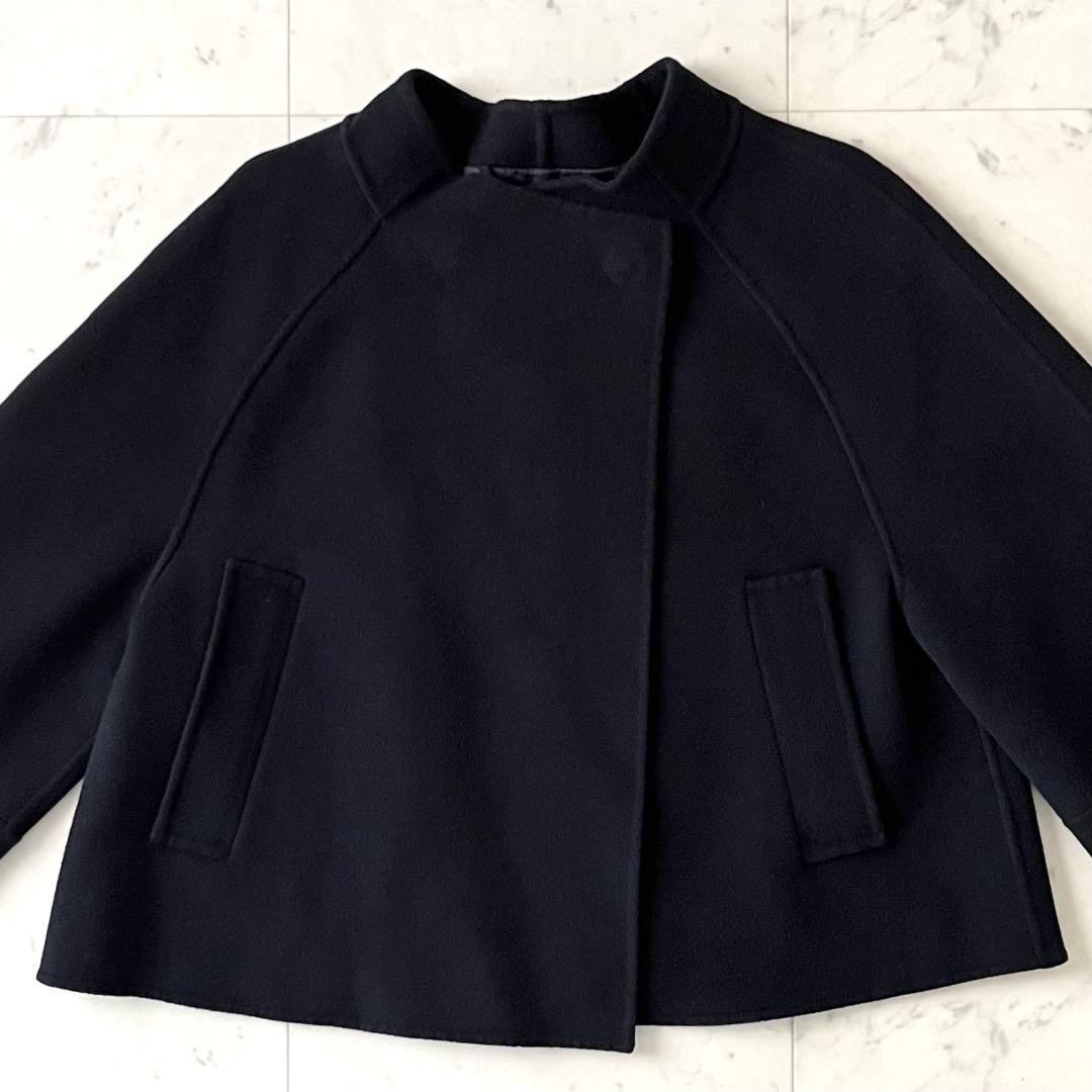 人気♪ADORE アドーア ウールノーカラージャケット 38 ブラック黒 長袖