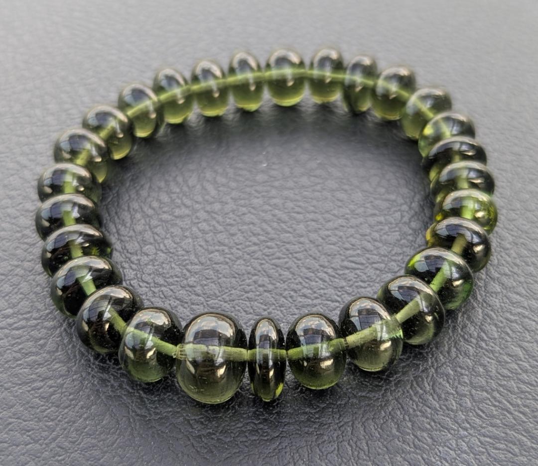 値下げ リングおまけ付き【希少極美】モルダバイトボタンタイプブレスレット