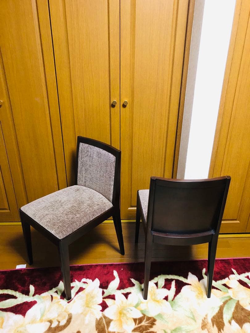 SOGO／相合家具　ブラウンファブリック　ダイニングチェア　2脚セット　①