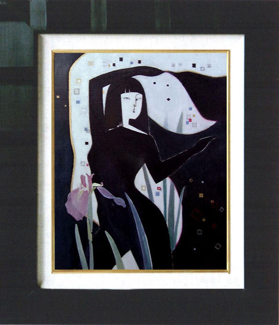 油絵 絵画 絵 インテリア 額付き(白) F6-42023 人物 女性像