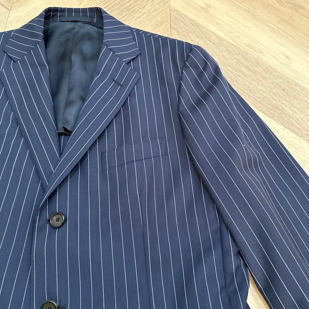 CARUSO カルーゾ　ウールモヘアストライプ　スーツ　ブルー　48サイズ
