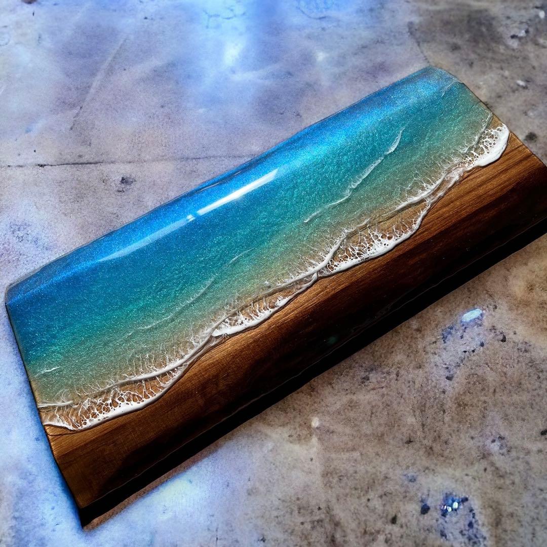 一枚板　レジンアート　海アート　インテリア　オーシャンアート　無垢　レジン