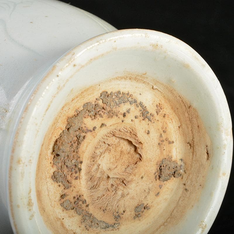 中国　影青　青白釉　陽刻　花文　双耳蓋瓶　M　7266E