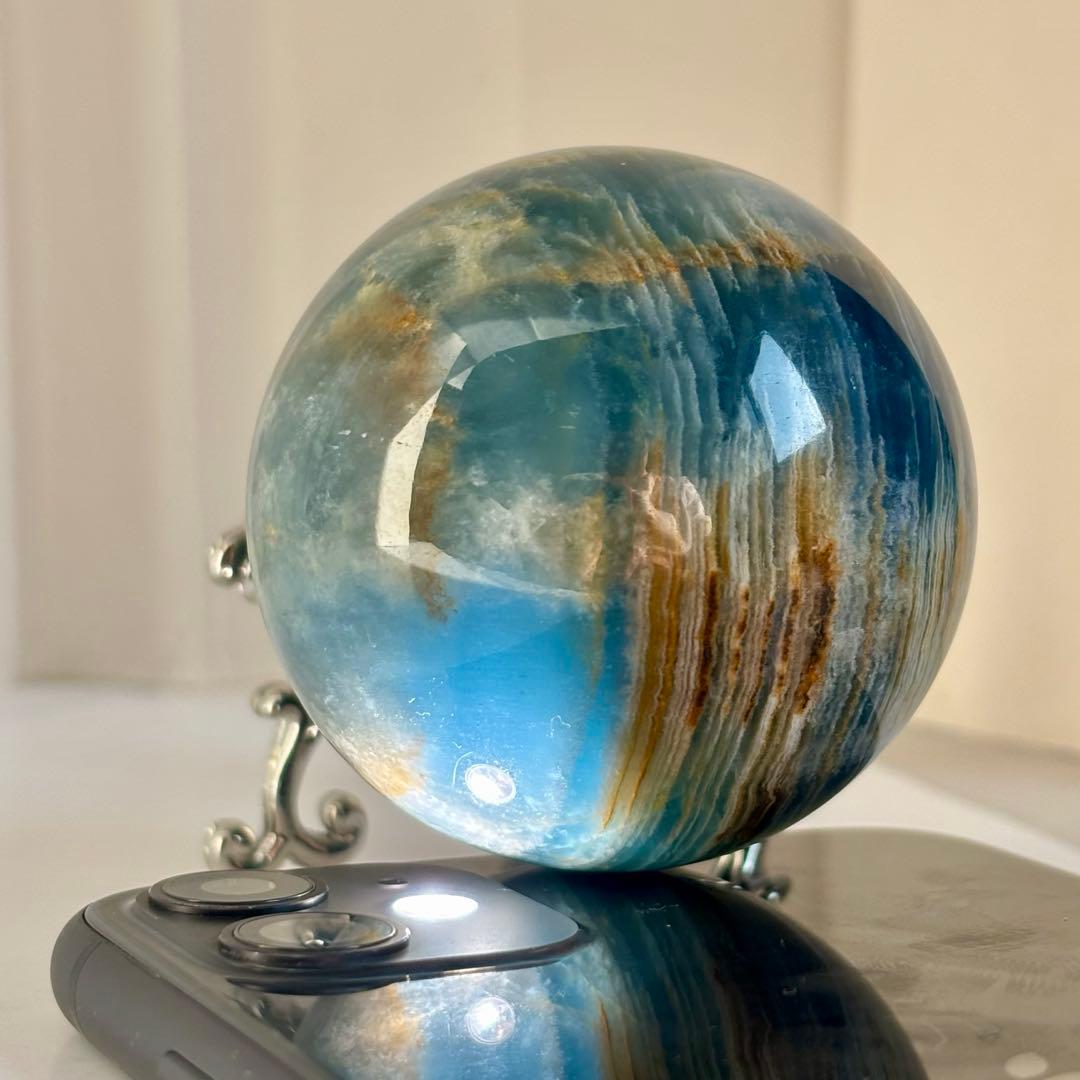 激レア　高品質レムリアンアクアティンカルサイト丸玉　アルゼンチン産　光沢感