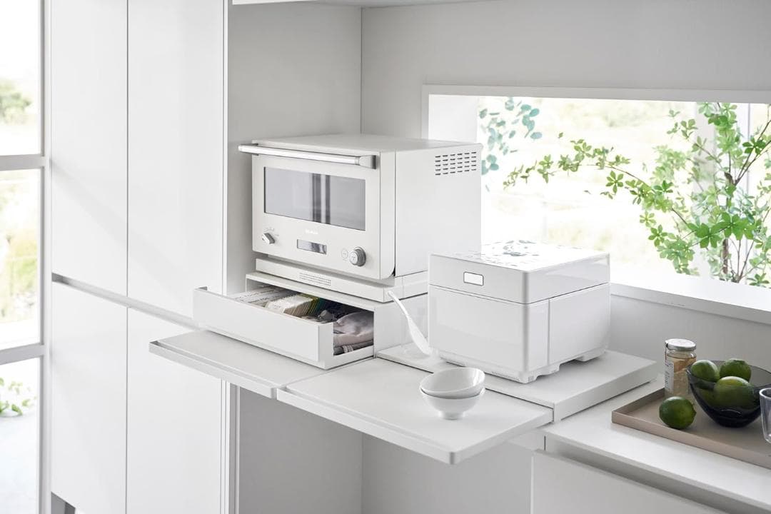 tower キッチン家電下引き出し&スライドテーブル 幅45cm 山崎実業 白