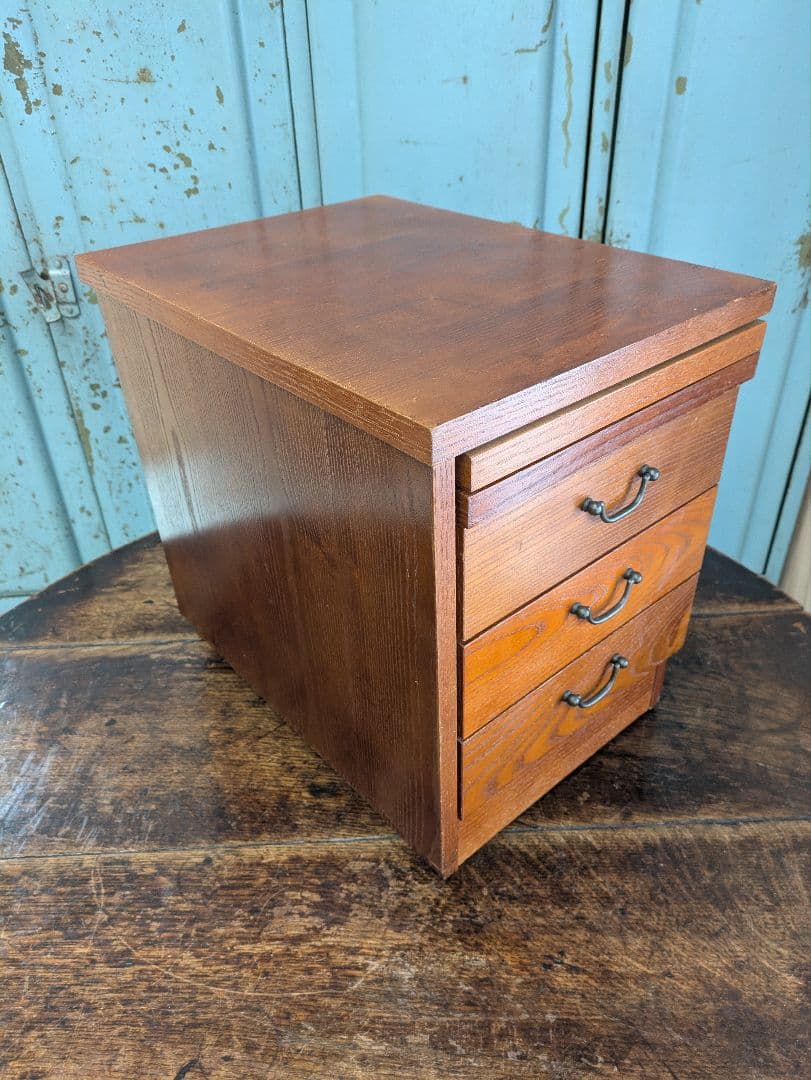 懐かしい昭和レトロ商品☆文机 折り畳み式テ ーブル 三段引き出し　和製家具