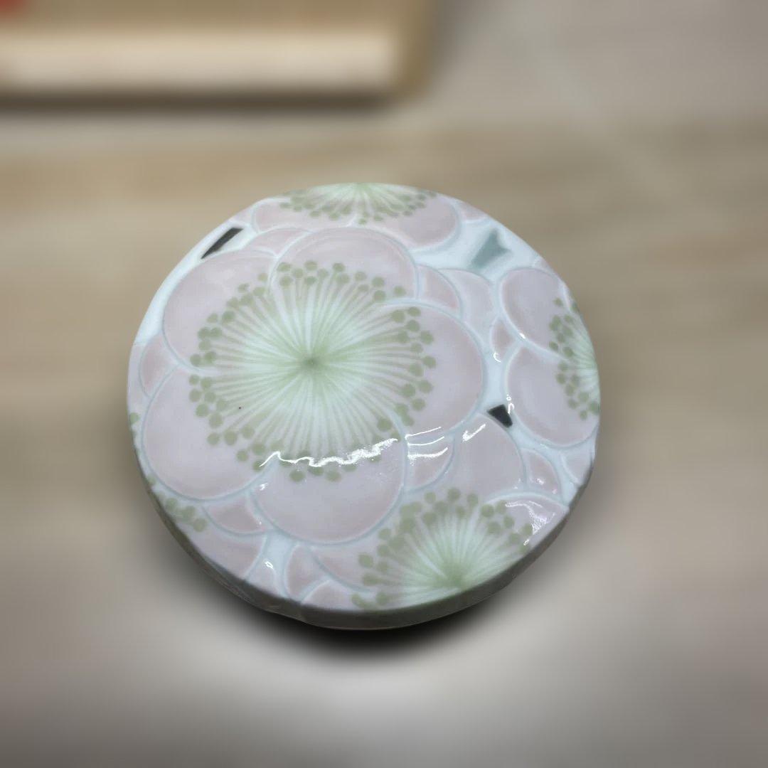 森洋　彩埏梅花文香合　共箱