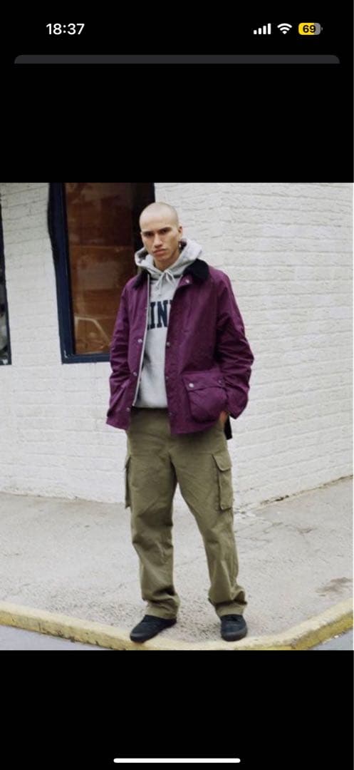 NOAH x Barbour 紫色 カバーオール Lサイズ