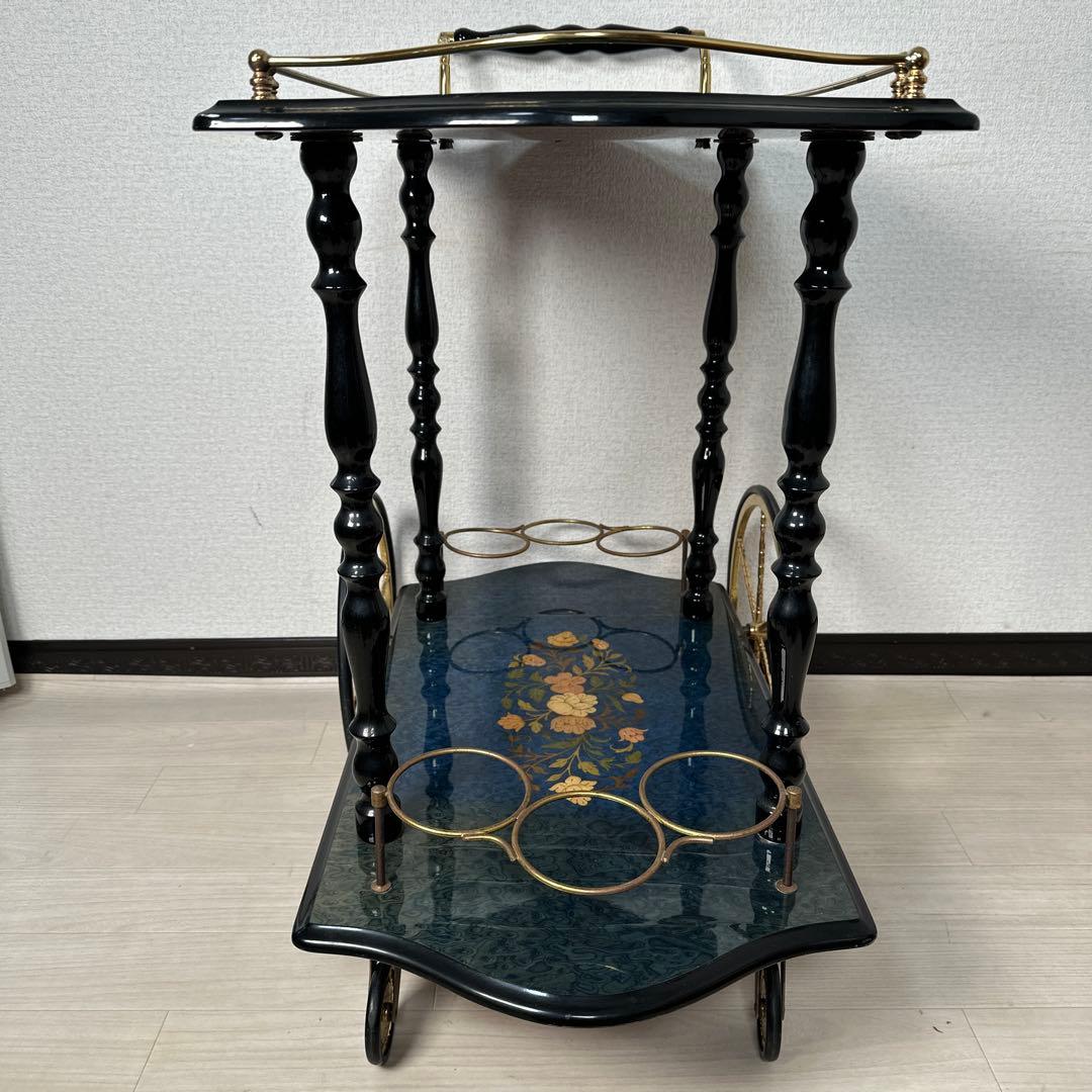 キッチンワゴン イタリア製 象嵌 高級 ワゴンテーブル ワインラック i1※