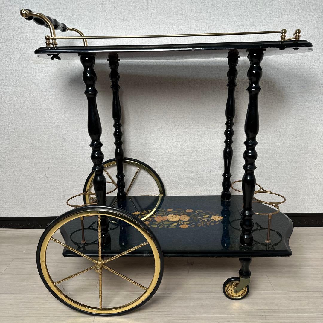 キッチンワゴン イタリア製 象嵌 高級 ワゴンテーブル ワインラック i1※