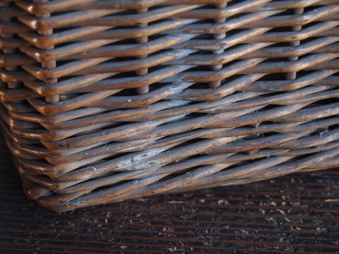 古いバスケット パニエ トランク ピクニック 旅行鞄 収納 欧州/K366