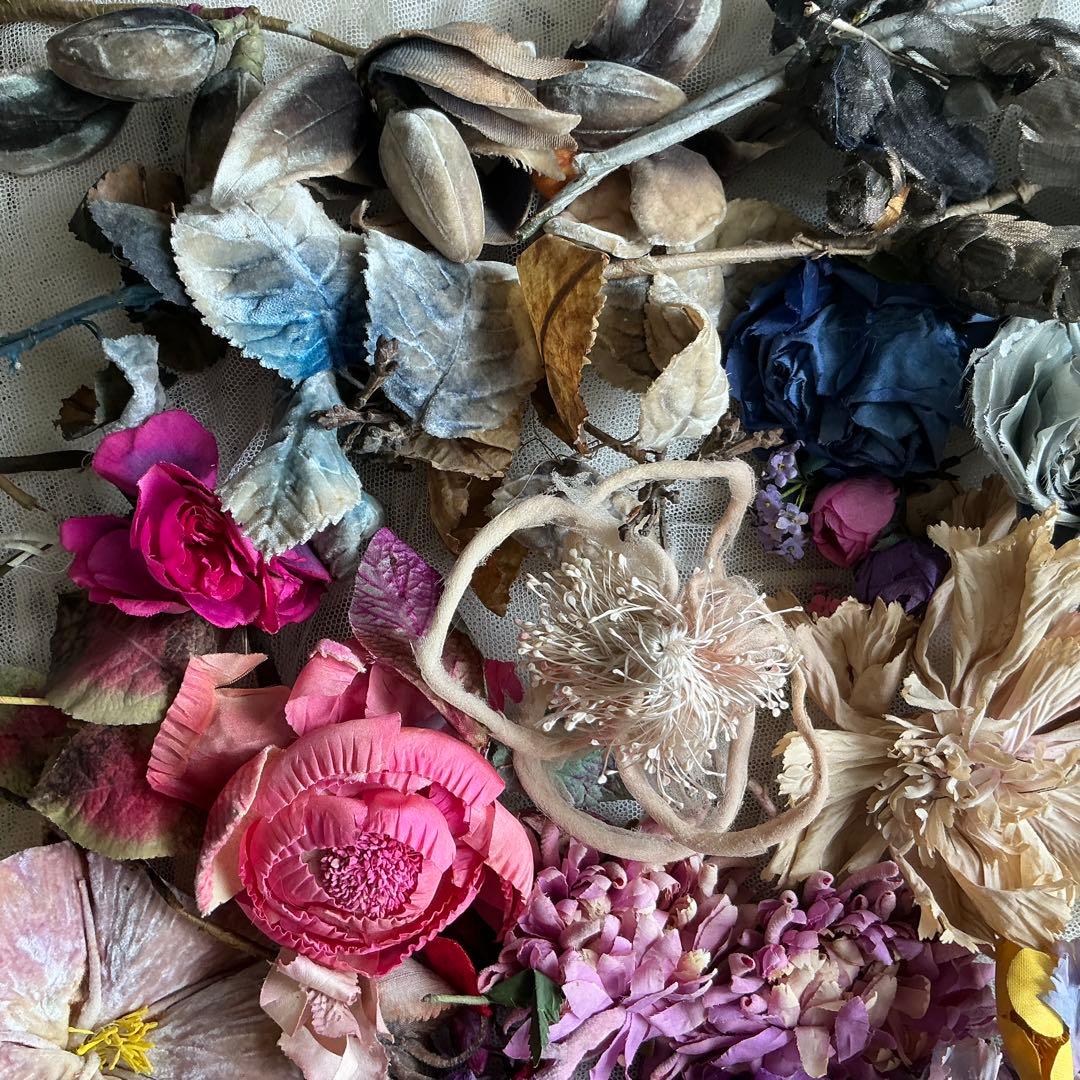 ２：フランスアンティーク　枯れた布花　パーツ　ブロカント　ハンドメイド素材