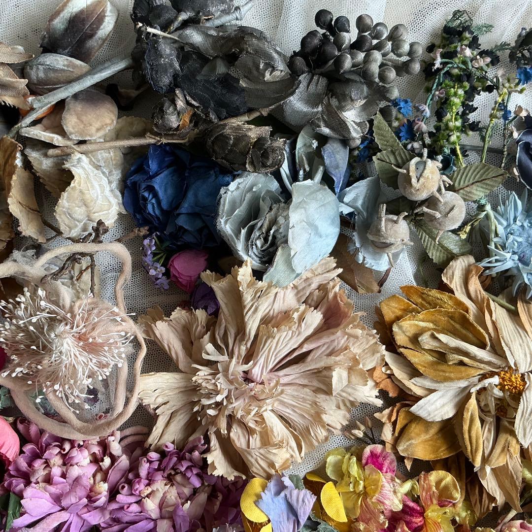 ２：フランスアンティーク　枯れた布花　パーツ　ブロカント　ハンドメイド素材