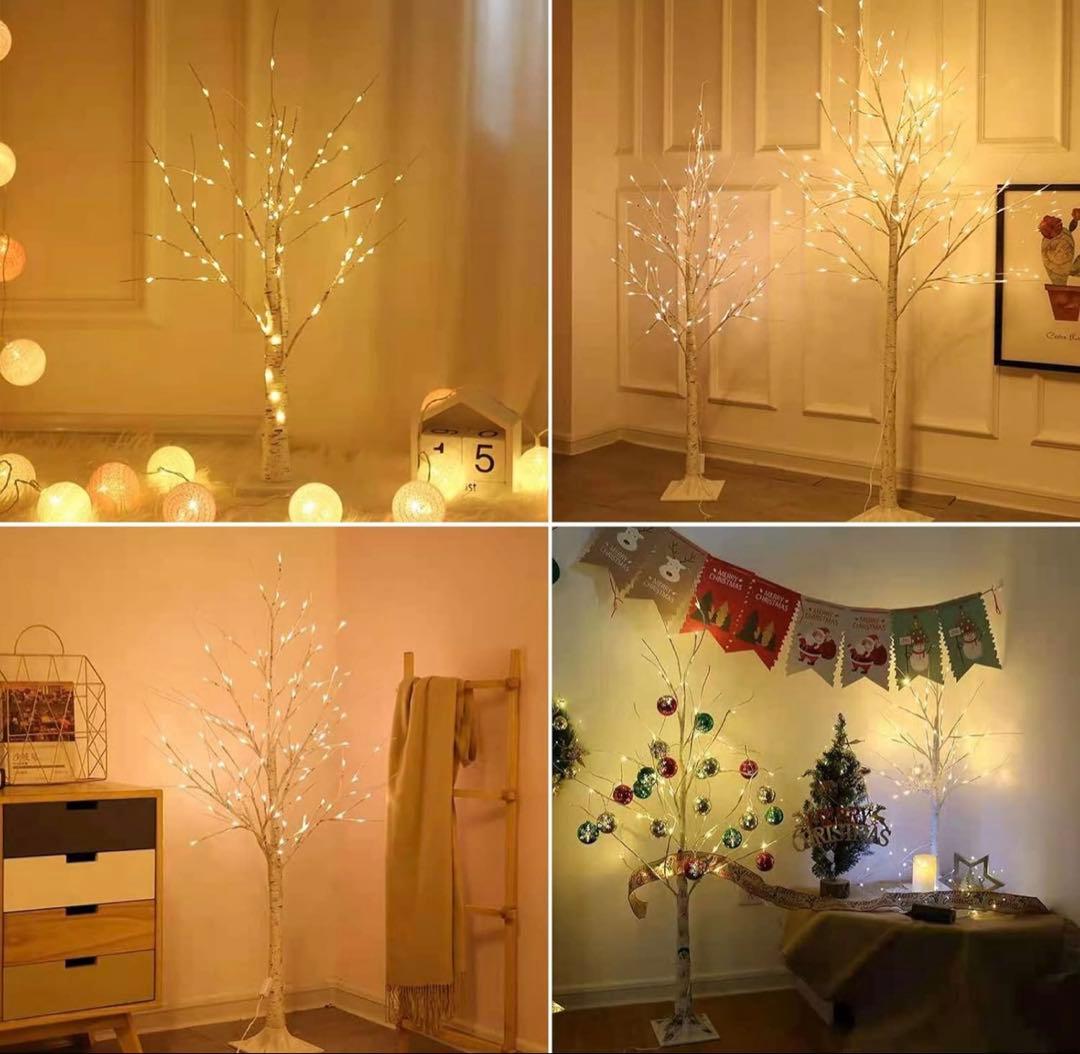 クリスマス シラカバ ツリー 白樺 電飾 インテリア オーナメント 飾り LED