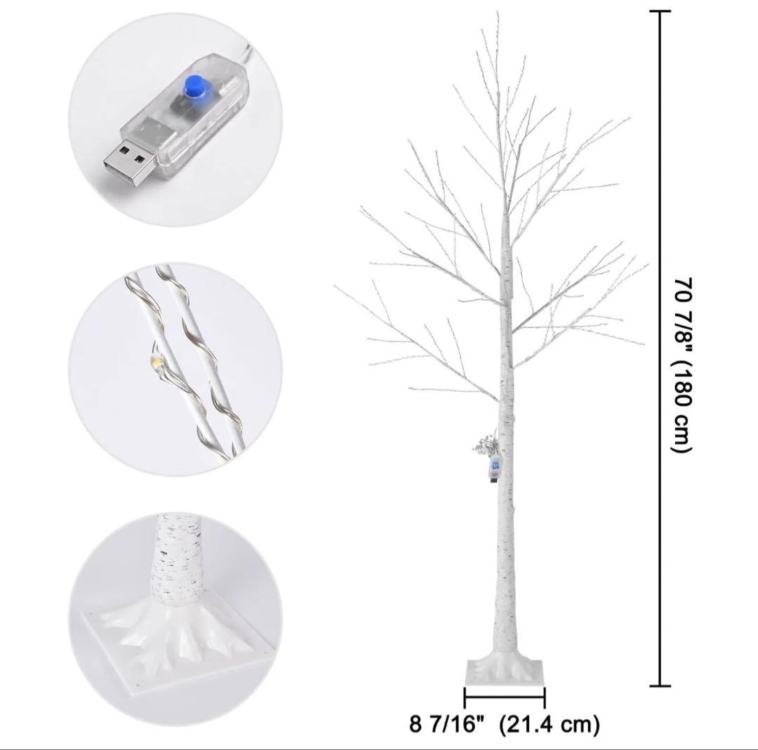 クリスマス シラカバ ツリー 白樺 電飾 インテリア オーナメント 飾り LED