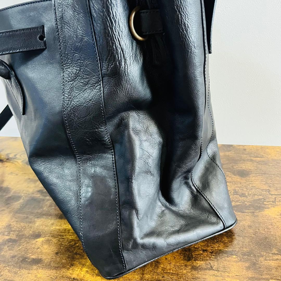 【本革】オーダー品　フルレザーショルダーバック　ブラック　一点もの