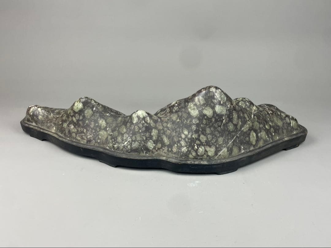 大型 梅花石 鑑賞石 盆石 水石 天然石 ジャスパー 木製台座付 菊花石 鉱石