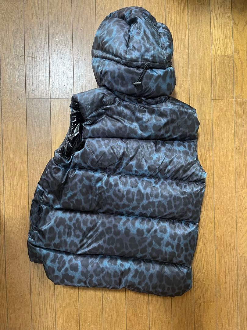 希少 レオパード ダウンジャケット 青