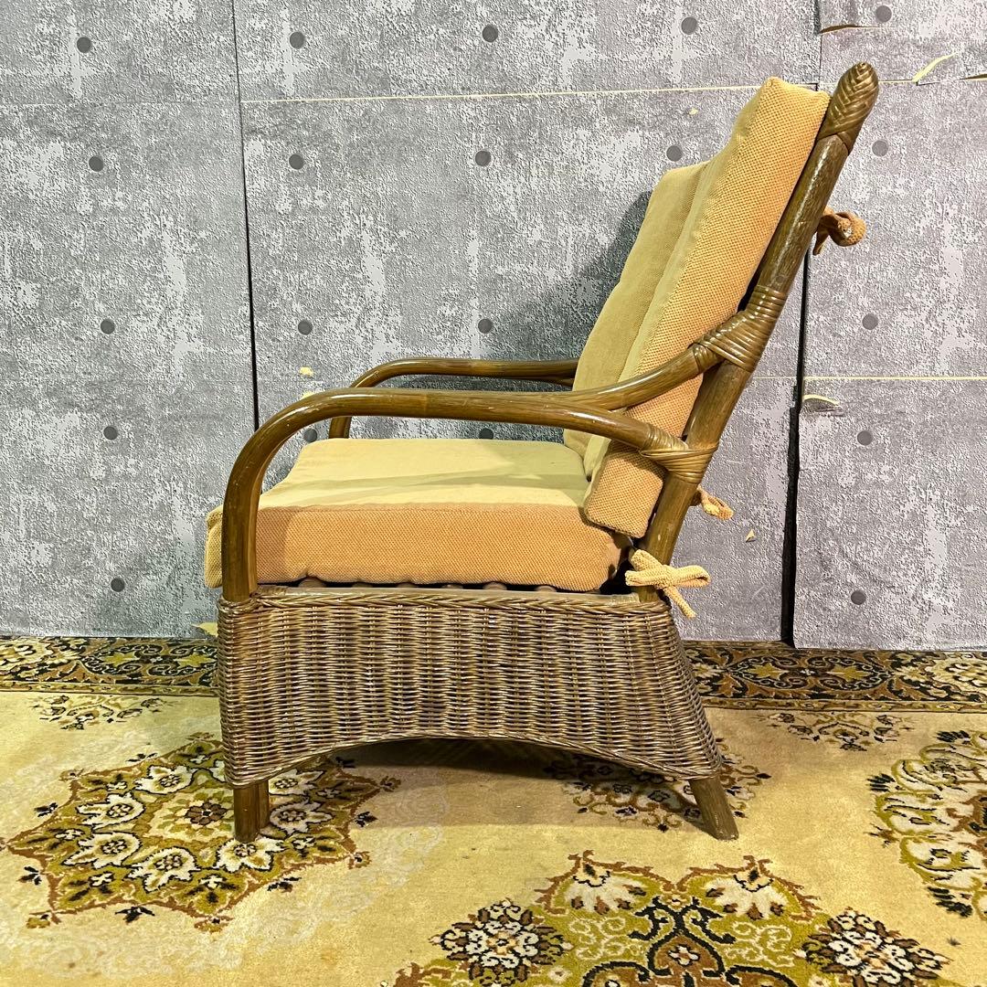 ꧁籐家具꧂ラタン 1人掛けアームソファ&3人掛けソファセット 籐素材 昭和レトロ