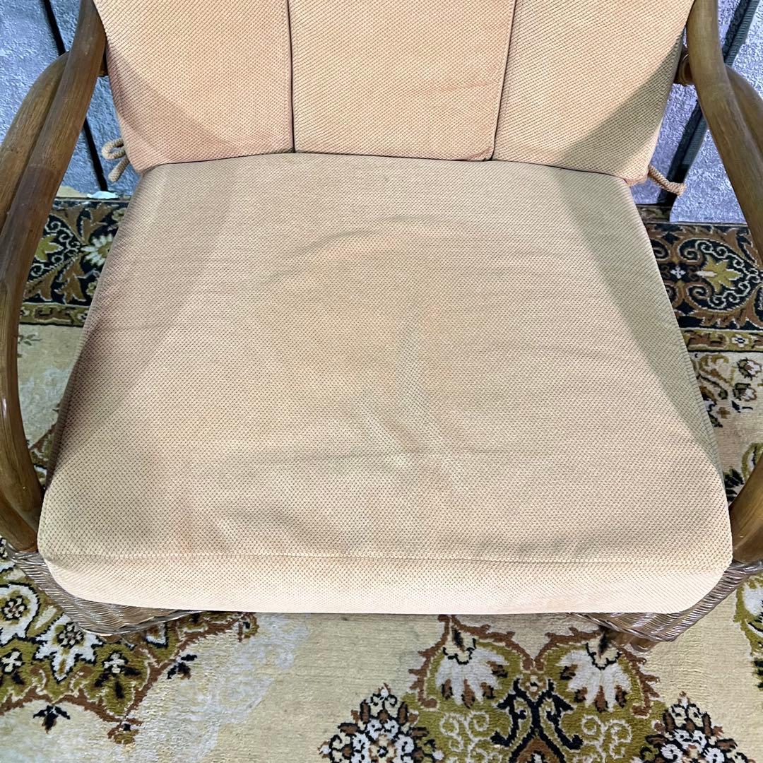 ꧁籐家具꧂ラタン 1人掛けアームソファ&3人掛けソファセット 籐素材 昭和レトロ