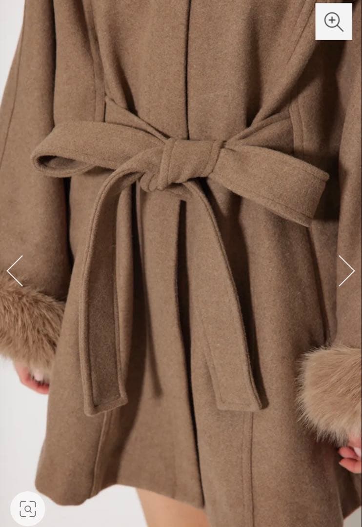 rienda ウールMIXフードポンチョコート M BRN