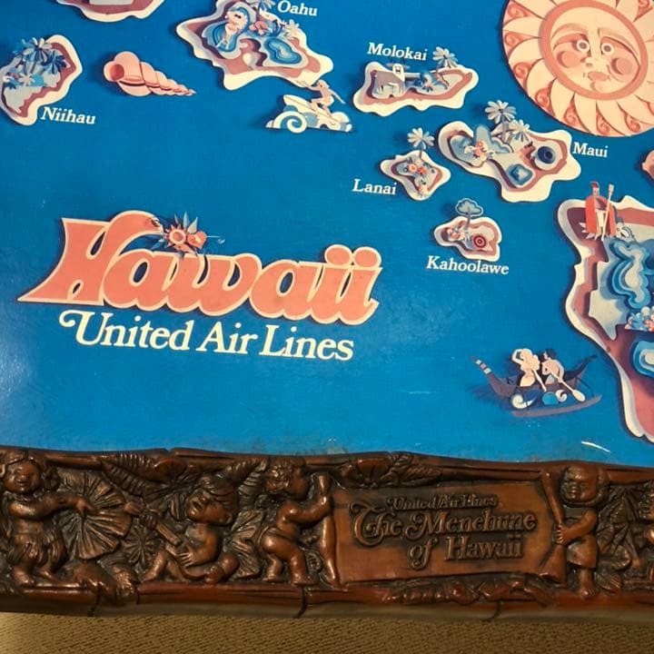 ユナイテッドエアライン メネフネ Hawaii ハワイ 地図 ビンテージ