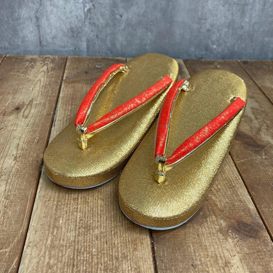 【豪華5点セット】七五三 御祝帯・和装小物セット（金・朱赤・花柄）