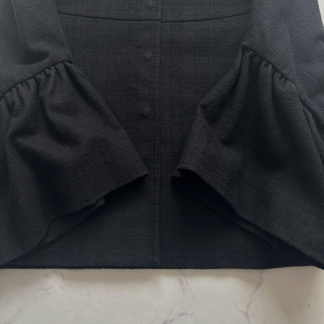 ドゥロワー ノーカラー フレアスリーブ ジャケット 36 ブラック