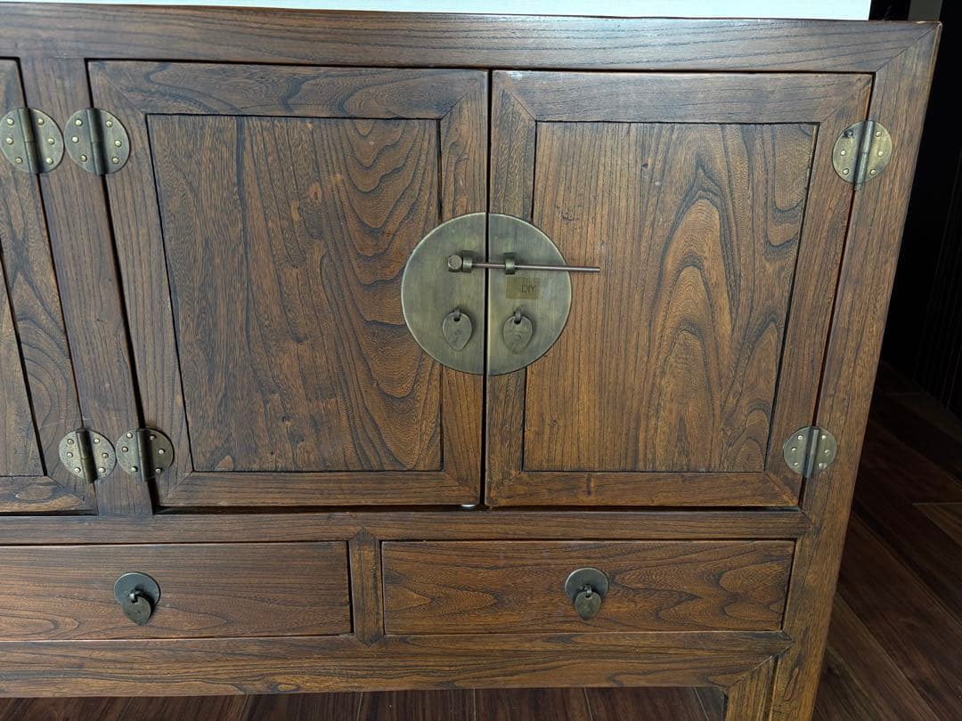 木製アジアンスタイルキャビネット 引き出し付き