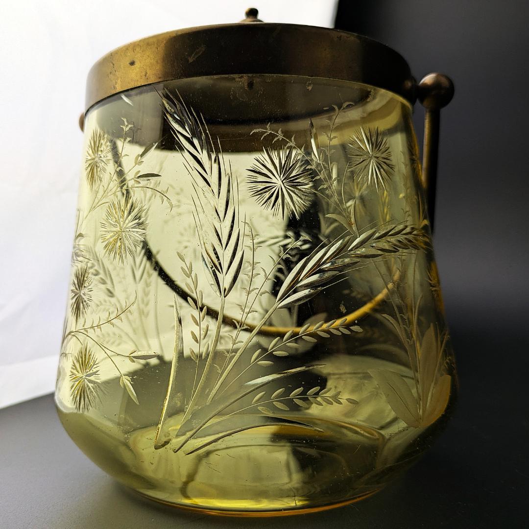 試される審美眼★オールド サン・ルイ 1930年頃 珍しいアンバーガラスバケット