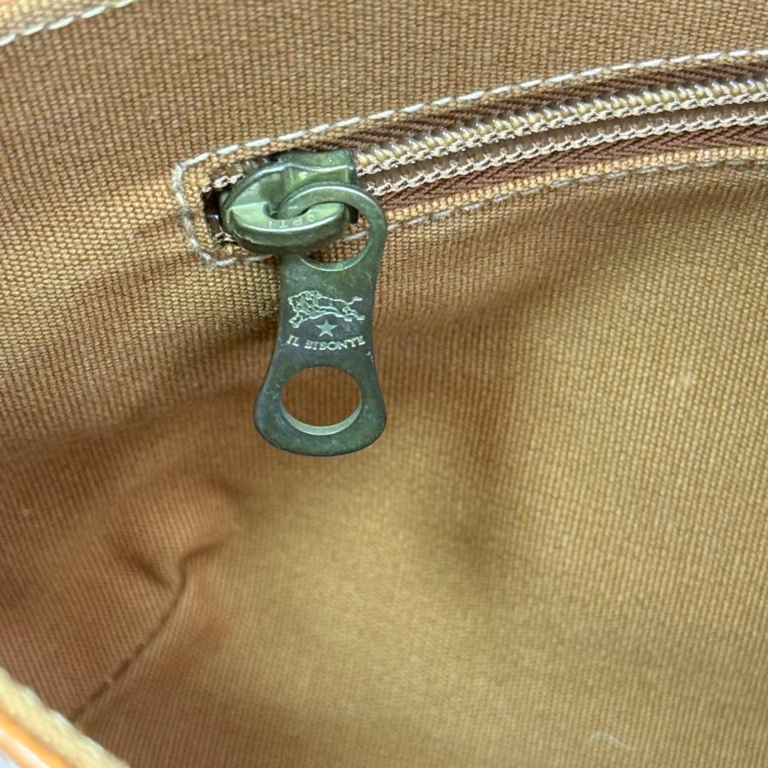 【良品】イルビゾンテ レザー ハンドバッグ ロゴ刻印 キャメル イタリア製