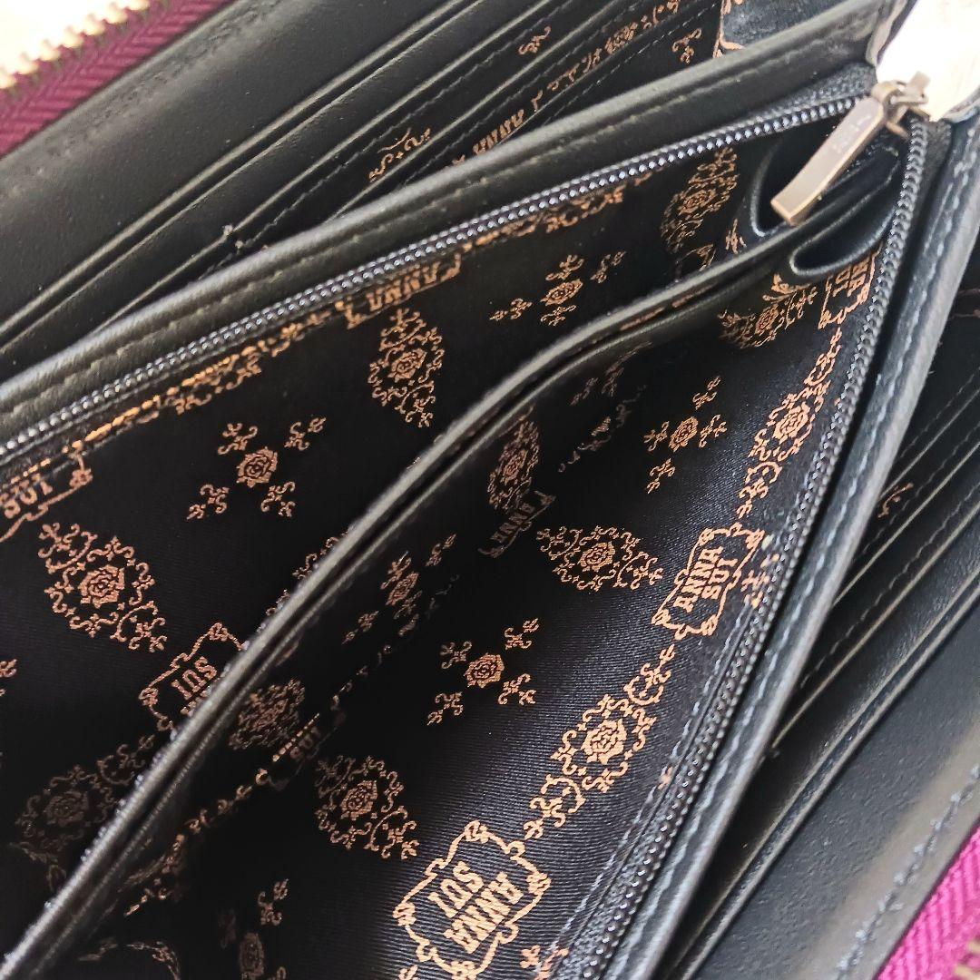 ✨新品✨ アナスイ 薔薇ブローチローズ　L字ファスナー　長財布　革