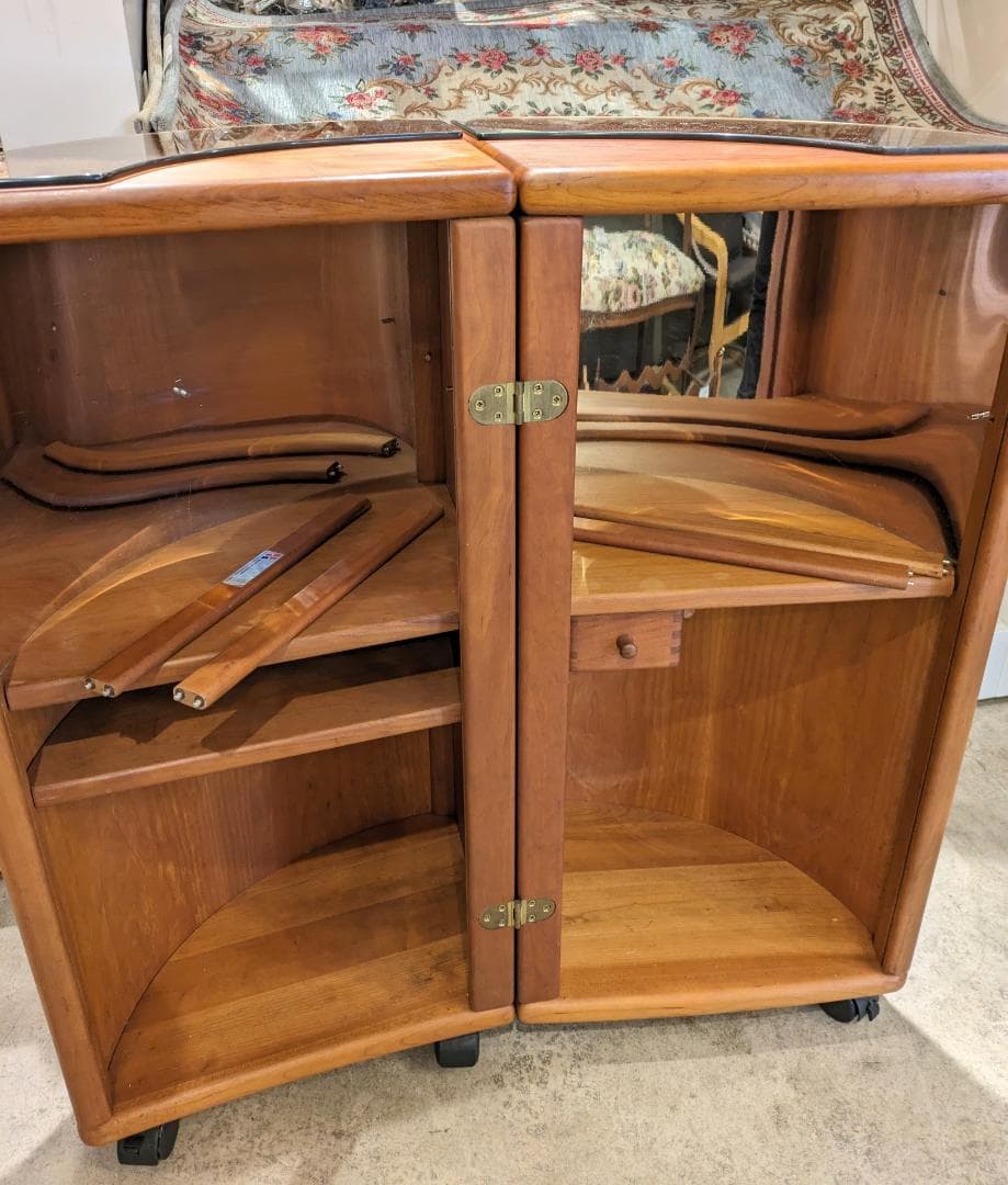 【希少】 北欧 チーク 無垢 バー カウンター キャビネット 収納 棚 木