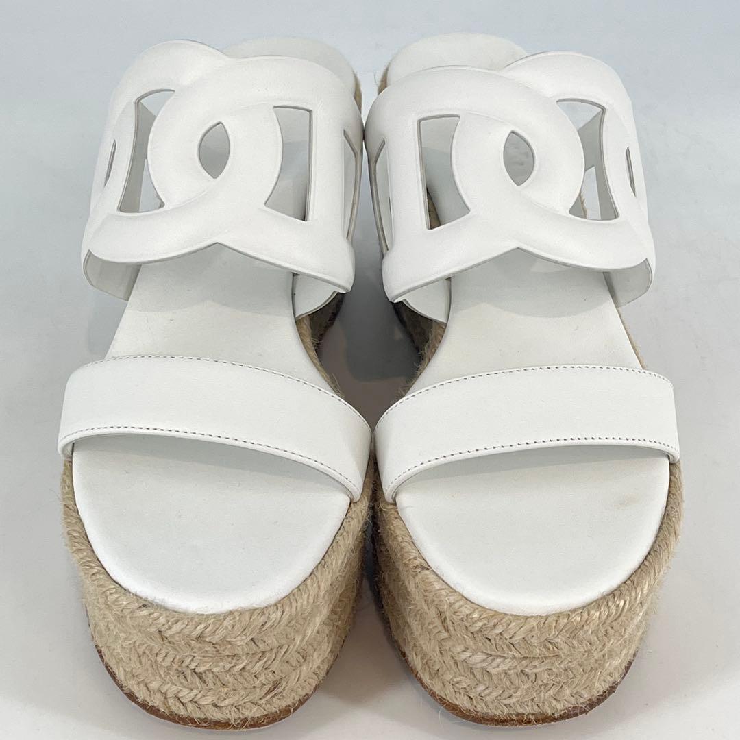 美品 HERMES イテア30 サンダル エスパドリーユ 23cm ホワイト