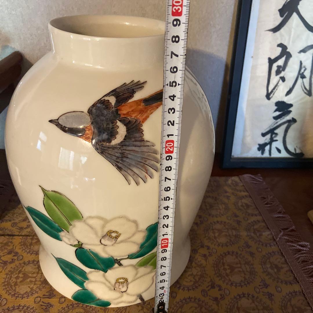 東京芸大　高橋絋　色絵　椿小鳥　壺　花瓶　置き物 木箱欠品
