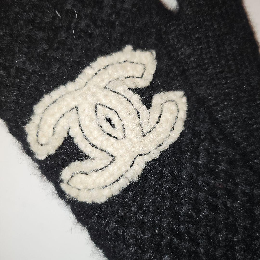 CHANEL シャネル ブラックカシミア 指なしロンググローブ 手袋
