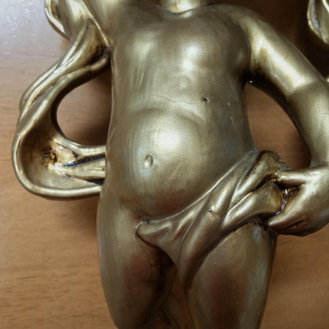 ロココ風　天使　飾り物　置き物　2点　エンゼル　花台　飾り鉢　ゴールド